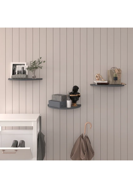 Asra Trend Doğal Modern Organizer Düzenleyici Oval Dekoratif  Kitaplık Banyo Mutfak Duvar Rafı Antrasit