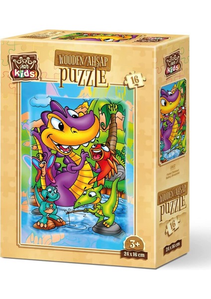 Kids Balıkçı Dinazorlar 16 Parça Ahşap Puzzle