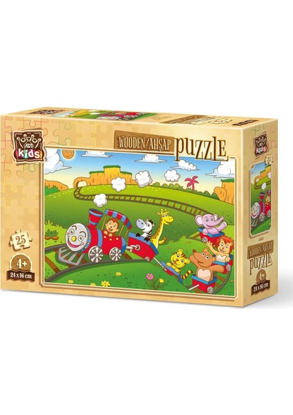 Kids Hayvanlar Treni 25 Parça Ahşap Puzzle