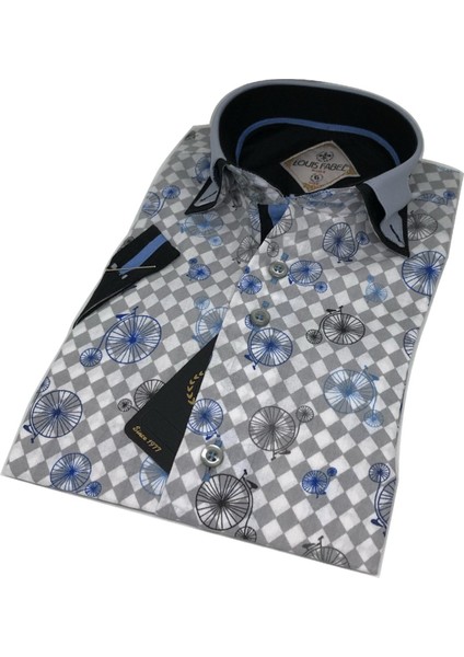 Çift Düğmeli Bisiklet Desenli Kısa Kol Çocuk Gömleği fiyatları