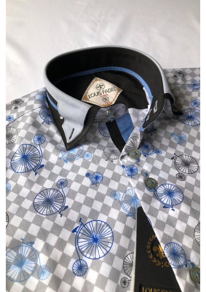 Çift Düğmeli Bisiklet Desenli Kısa Kol Çocuk Gömleği fırsatları