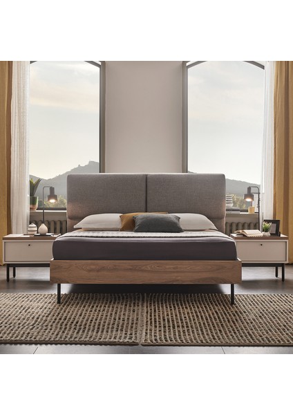 Loreto Başlıklı Karyola - Keten Dokulu Kumaş 150X200