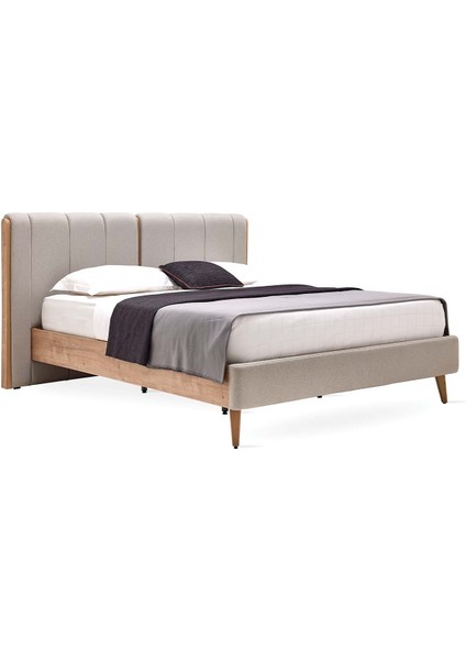 Polka Başlıklı Karyola - Açık Yeşil, Keten Dokulu Kumaş 200X200 fırsatları