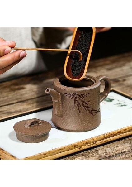 Yaratıcı Oyma Bambu Kil El Yapımı Kung Fu Su Isıtıcısı Ofis Retro Çay Potu Çin Teaware Çay Seti Hediye | Çaydanlıklar