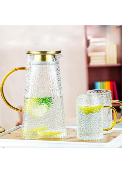 Cam Kolu ile Yüksek Kapasiteli Su Kettle Şeffaf Isıya Dayanıklı Şişe Suyu Içecek Çaydanlık Sürahi Seti | Çaydanlıklar(Yurt Dışından)