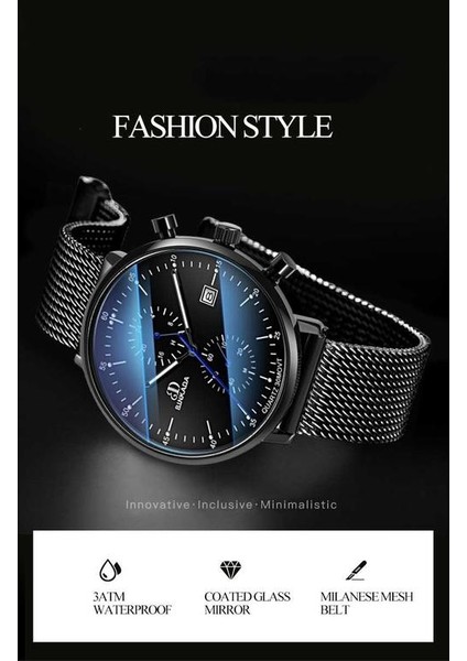 Lüks Izle Kuvars Gmt Üst Marka Safir Cam Erkekler Izle | Kuvars Saatler (Beyaz1)