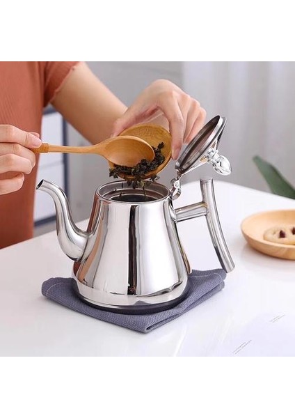 1l Paslanmaz Çelik Kalınlaşmak Çay Tea Demlik Filtre Çiçek Demlik Restoran Süzgeç ile Indüksiyon Ocak Fırın Kettl | Çaydanlıklar fırsatları