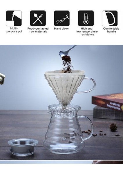 1 Adet Yüksek Sıcaklığa Dayanıklı Cam Cezve Kahve Makinesi Kahve Damalayıcı ve Pot Kahve Filtresi Kahve Araçları Için Set