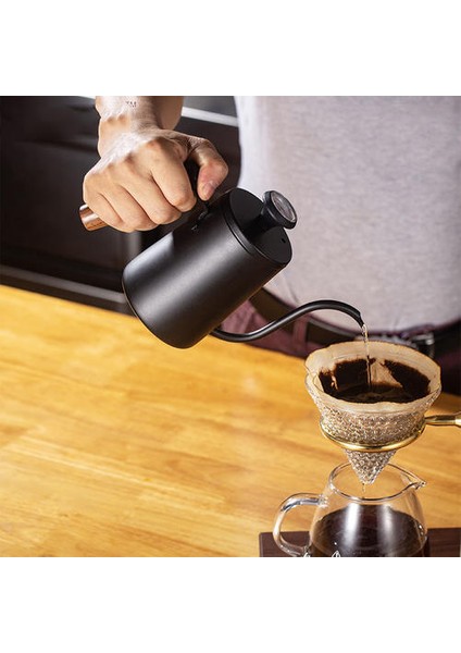 Kahve Çay Potu Yapışmaz Kaplama Gıda Sınıfı Paslanmaz Çelik Gooseneck Damla Su Isıtıcısı Kuğu Boyun Ince Ağız
