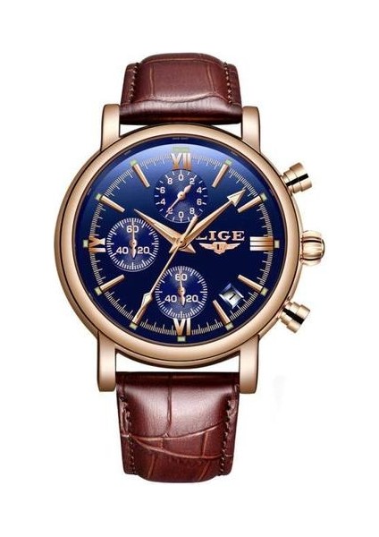 Iş Deri Moda Moda Su Geçirmez Kuvars Izle Mens Watches Top Marka Lüks Erkek Tarih Saati Relogio Masculino | Kuvars Saatler (Blue1)
