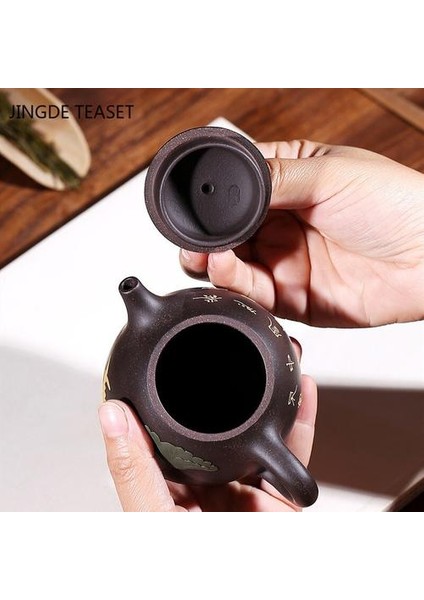 Çin Yixing Çay Potu Mor Kil Çaydanlık Ham Cevheri Siyah Altın Mor Kum El Yapımı Güzellik Su Isıtıcısı Özelleştirilmiş Hediyeler Drinkware 210ML | Çaydanlıklar
