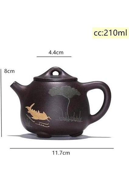 Çin Yixing Çay Potu Mor Kil Çaydanlık Ham Cevheri Siyah Altın Mor Kum El Yapımı Güzellik Su Isıtıcısı Özelleştirilmiş Hediyeler Drinkware 210ML | Çaydanlıklar