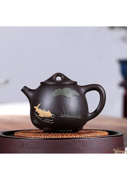 Çin Yixing Çay Potu Mor Kil Çaydanlık Ham Cevheri Siyah Altın Mor Kum El Yapımı Güzellik Su Isıtıcısı Özelleştirilmiş Hediyeler Drinkware 210ML | Çaydanlıklar
