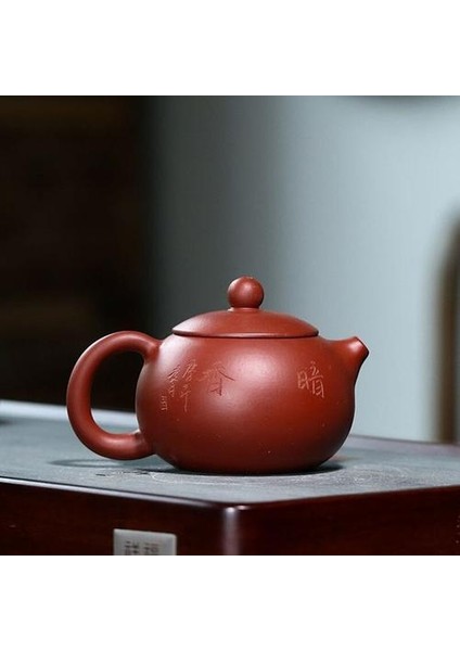 140 ml Yixing Mor Kil Xishi Çaydanlıklar El Yapımı Oyma Çay Potu Ünlü Ham Cevheri Dahongpao Su Isıtıcısı Çin Teaware Özelleştirilmiş | Çaydanlıklar