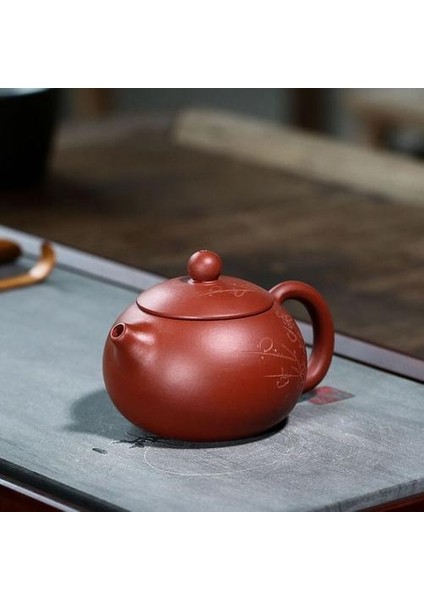 140 ml Yixing Mor Kil Xishi Çaydanlıklar El Yapımı Oyma Çay Potu Ünlü Ham Cevheri Dahongpao Su Isıtıcısı Çin Teaware Özelleştirilmiş | Çaydanlıklar