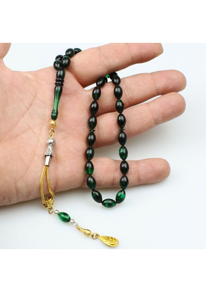Beyzi Model Koyu Yeşil Ateş Kehribar Tesbih (7 x 11 Mm) fırsatları