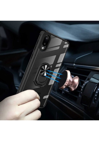 Samsung Galaxy A02 Kılıf Korumalı Yüzüklü Standlı Mola Kapak + Cam Ekran Koruyucu fiyatları