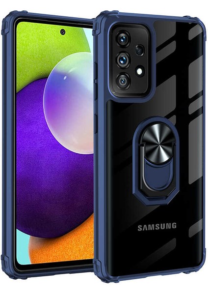 Samsung Galaxy A32 4g Kılıf Korumalı Yüzüklü Standlı Mola Kapak + Cam Ekran Koruyucu