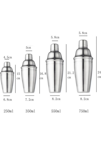 Lovehome 750ML Paslanmaz Çelik 3 Parçalı Shaker Set - Gümüş (Yurt Dışından) indirimleri