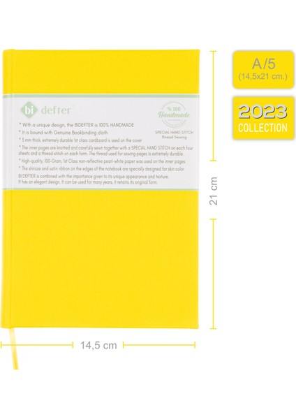 Bi Defter Çizgisiz Defter Gerçek Cilt Bezi El Yapımı El Dikişi Iplik Dikiş A/5