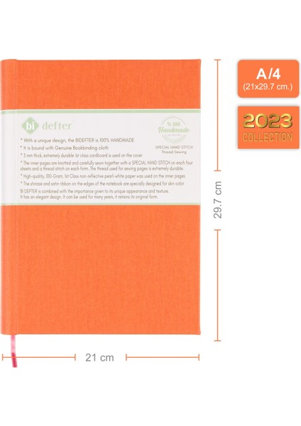 Bi Defter Çizgisiz Defter Gerçek Cilt Bezi El Yapımı El Dikişi Iplik Dikiş A/4