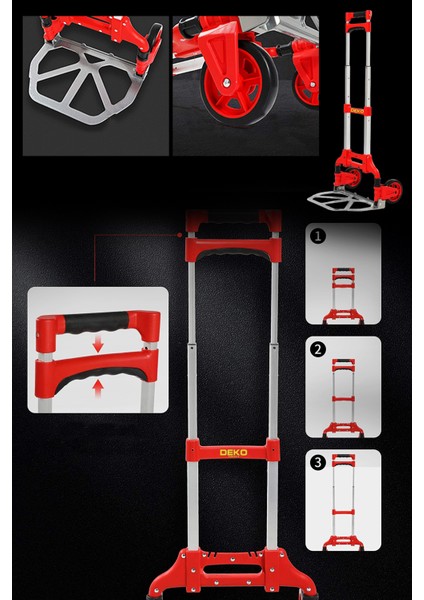 DKT80EB 80KG Kapasiteli Teleskopik, Katlanır El Arabası Koli Yük Paket Taşıma El Arabası 80KG modelleri