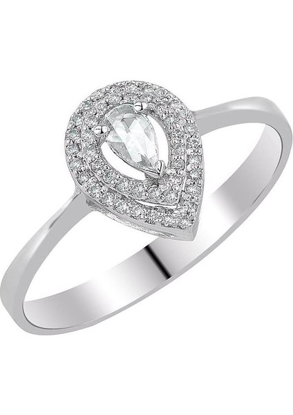 0.13 Karat Pırlantalı Elmas Damla Yüzük PY096