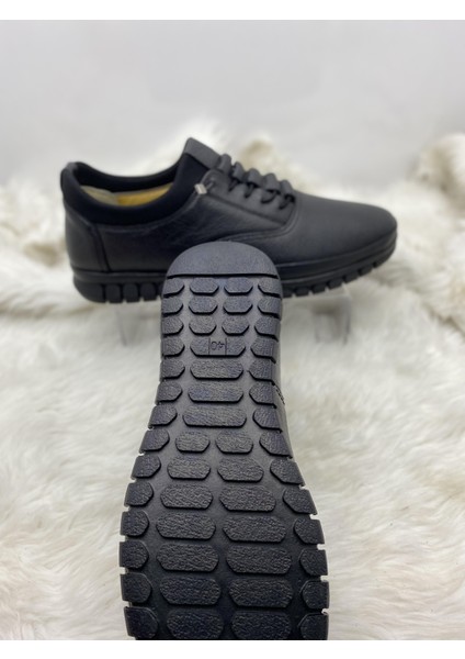 Erkek Lastik Bağlı Deri Ayakkabı Model 008 - Siyah - 44 - ST00393-SİYAH-44 modelleri