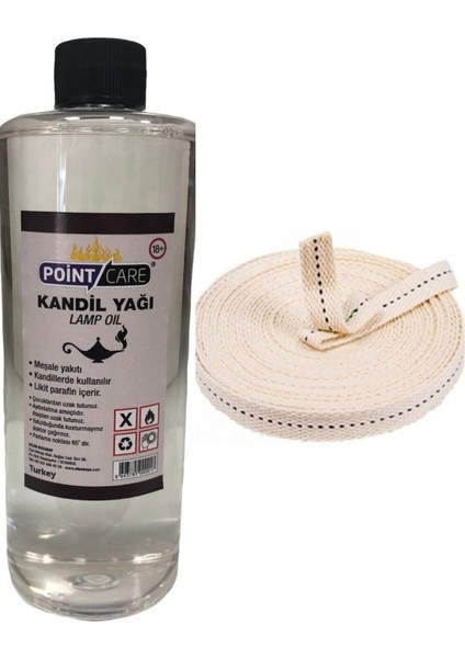 Şeffaf Kandil Yağı Kokusuz Dumansız Iç Mekan Gaz Lambası Yakıtı 400 ml + 1 Metre Fitil