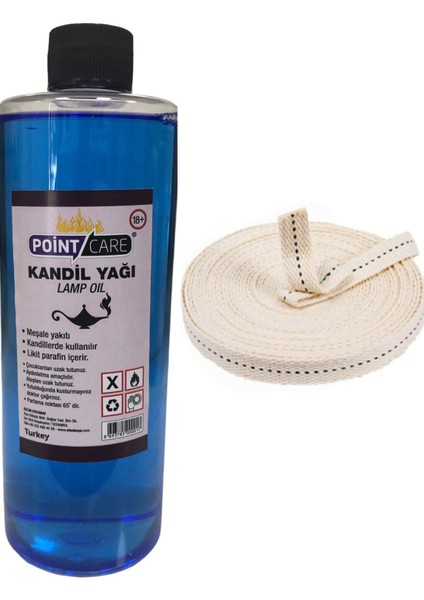 Mavi Kandil Yağı Kokusuz Dumansız Iç Mekan Gaz Lambası Yakıtı 400 ml + 2 Metre Fitil