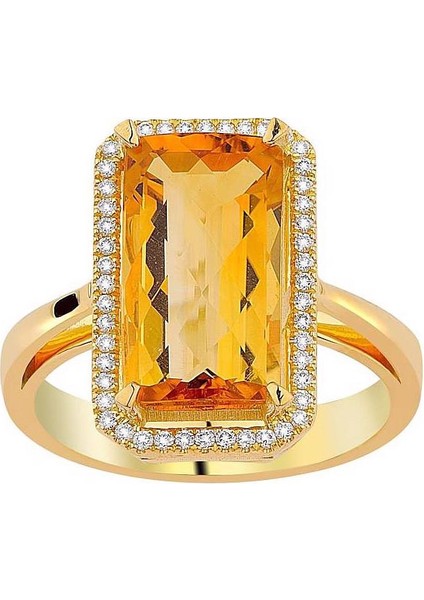 0.19 Karat Pırlantalı Citrin Yüzük PY1494