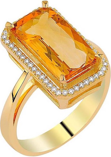0.19 Karat Pırlantalı Citrin Yüzük PY1494