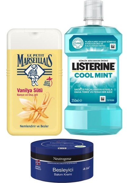 Coolmint Hafif Tat 250+LPM Vanilya Sütü Duş Jeli 250+Neutrogena Besleyici Bakım Kremi 200 fiyatları