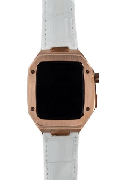 Apple Watch Se 44 mm Uyumlu Modifikasyon Kiti Hublot Tasarım Paslanmaz Çelik Kasa & Deri Kordon fiyatları