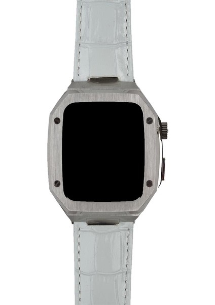 Apple Watch Se 44 mm Uyumlu Modifikasyon Kiti Hublot Tasarım Paslanmaz Çelik Kasa & Deri Kordon fiyatları