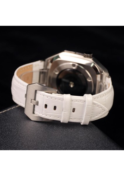 Apple Watch Se 44 mm Uyumlu Modifikasyon Kiti Hublot Tasarım Paslanmaz Çelik Kasa & Deri Kordon fırsatları