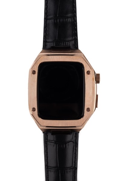 Apple Watch Se 44 mm Uyumlu Modifikasyon Kiti Hublot Tasarım Paslanmaz Çelik Kasa & Deri Kordon fiyatları