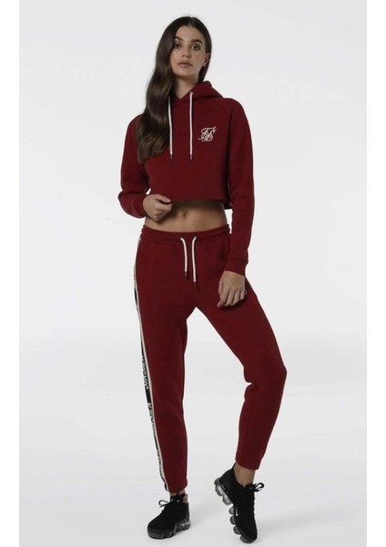 Siksilk Crop Bordo Kapşonlu Bayan Sweatshirt