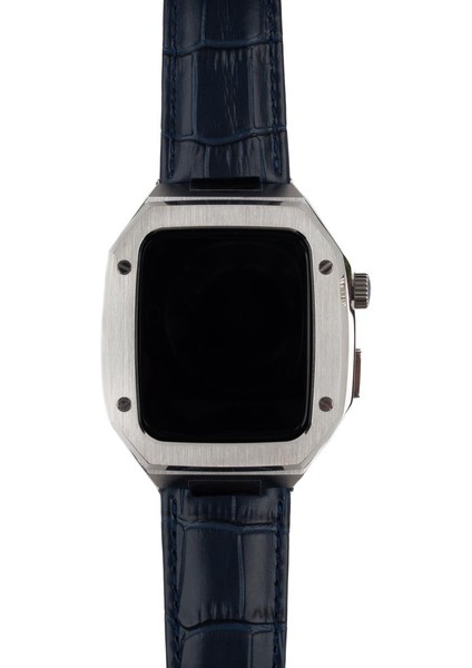 Apple Watch Se 44 mm Uyumlu Modifikasyon Kiti Hublot Tasarım Paslanmaz Çelik Kasa & Deri Kordon fiyatları