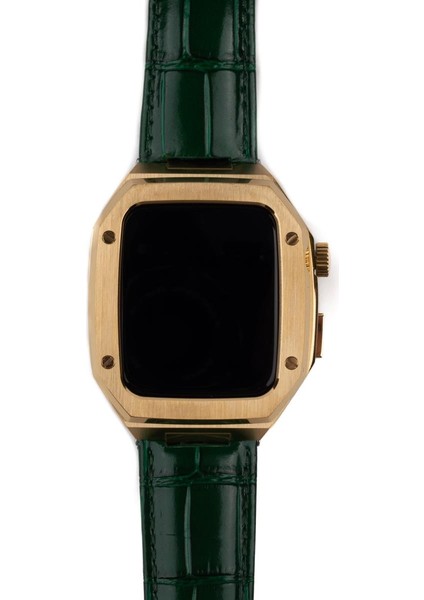 Apple Watch Se 44 mm Uyumlu Modifikasyon Kiti Hublot Tasarım Paslanmaz Çelik Kasa & Deri Kordon fiyatları