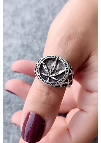 Yaprak Şekilli Antik Gümüş Kaplama El Yapımı Ayarlanabilir Erkek Yüzük fiyatları