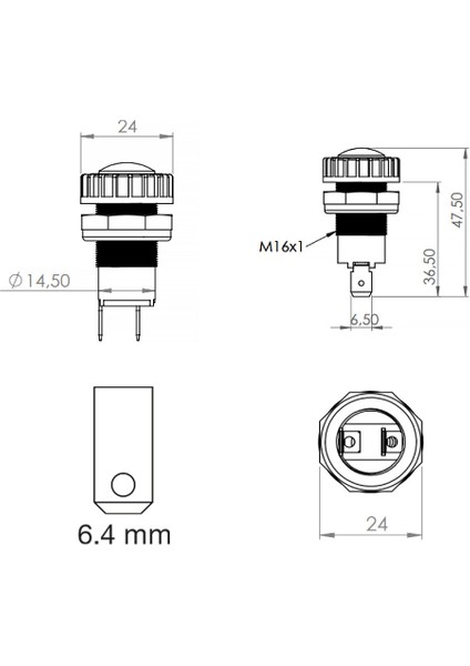 Sinyal Ikaz Göz Lambası Turuncu Uzun Tip (Tırtıklı) Terminalli - Ampullü 12V