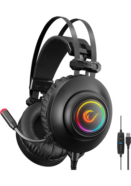 Rm-K1 Pulsar Siyah USB 7,1 Version Rgb Işık Efektli Oyuncu Mikrofonlu Kulaklık