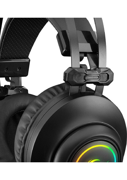 Rm-K1 Pulsar Siyah USB 7,1 Version Rgb Işık Efektli Oyuncu Mikrofonlu Kulaklık