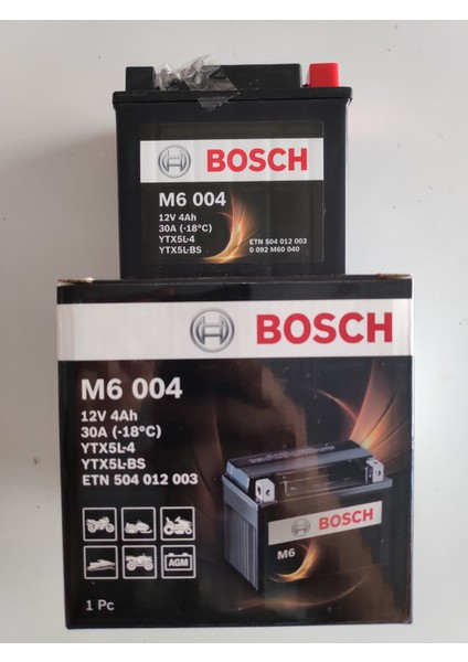 M6004 YTX5L-BS 12 V 4 Amper Motosiklet Akü