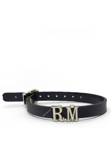 Siyah Rm Rap Monster Suni Deri 21 cm Ayarlanabilir Bileklik