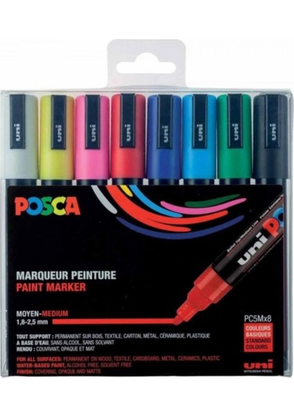 Posca Marker Pc-5m 8'li Set Ana Renkler