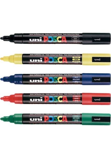 Posca Marker Kalemi Pc-5m (1.8-2.5mm) 5'li Set Ana Renkler