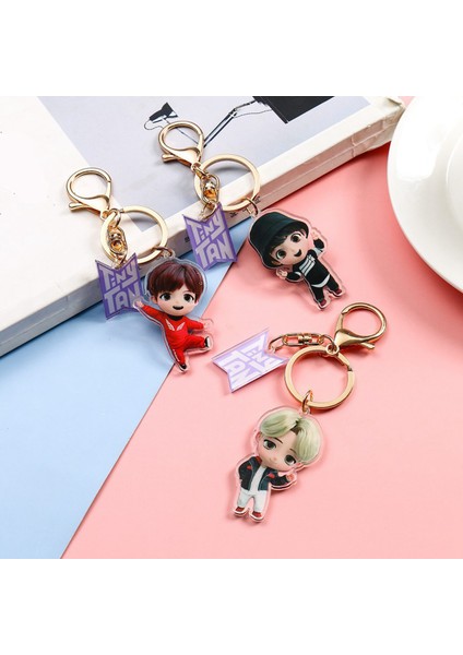 Bts Karikatür Akrilik Anahtarlık Kolye Moda Hip-Hop Keychai-Jk Etrafında Aynı Stil fiyatları