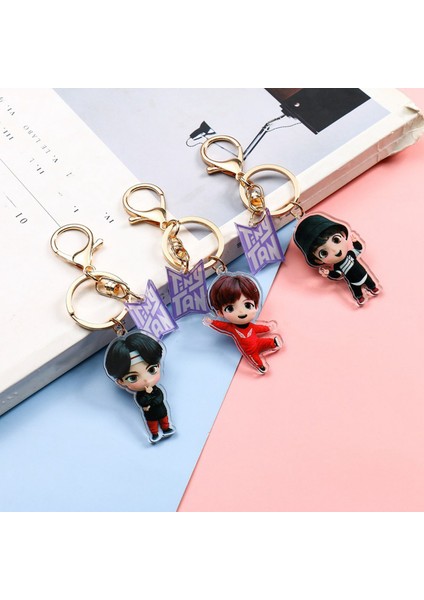 Bts Karikatür Akrilik Anahtarlık Kolye Moda Hip-Hop Keychai-Jk Etrafında Aynı Stil fırsatları
